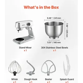 Vevor Knetmaschine 1800 W Silber