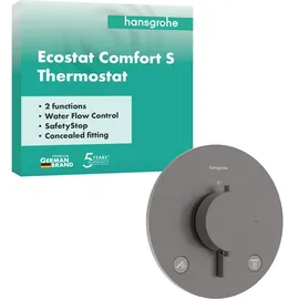 Hansgrohe Ecostat Comfort S Duschthermostat Unterputz für 2 Verbraucher Brushed Black Chrome 33715340