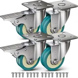 GBL 4x Möbelrollen mit 2 Bremsen - 4 Schwerlast Rollen für Möbel mit 2 Bremsen - 50mm x 200kg Schwerlastrollen - Lenkrollen Transportrollen Laufrollen - Möbel Rollen Schwerlast