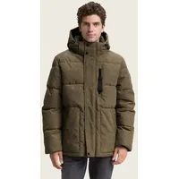 Tom Tailor Regular Fit Steppjacke mit abnehmbarer Kapuze, Oliv,