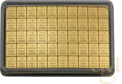 50 x 1g Gold Combibarren / Goldtafel / Tafelbarren