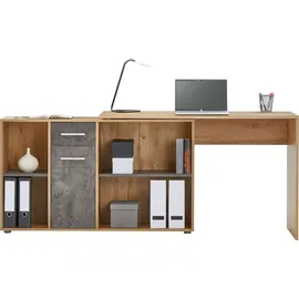 CARO-Möbel Eckschreibtisch Diego Wotan Eiche / Beton