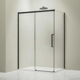 nextrend - gmbh Bernstein Dx906 Flex Eckdusche mit Schiebetür 120 x 90 cm schwarz matt Echtglas inkl. Duschtasse