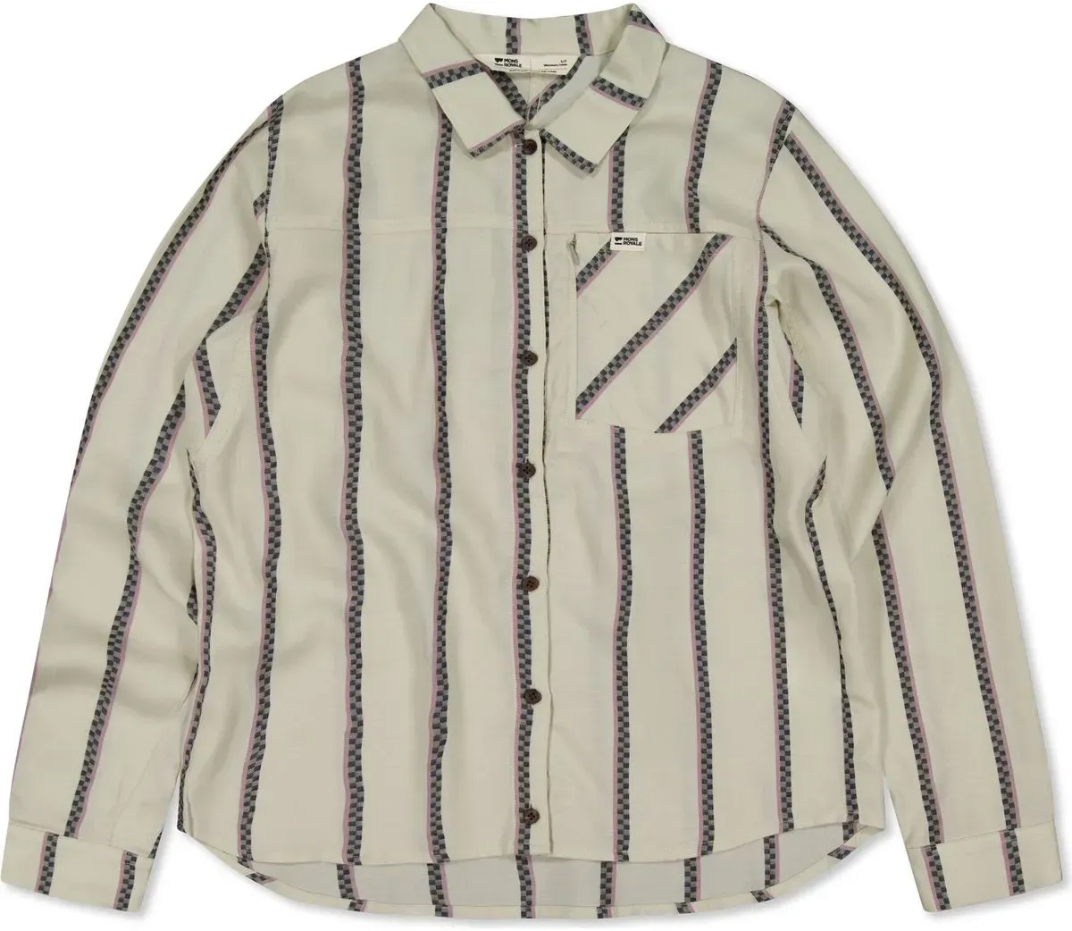 Mons Royale Womens AT Merino Long Sleeve Shirt bone stripe (35) M