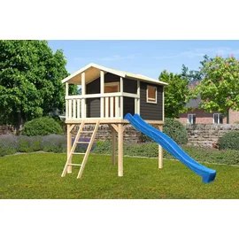 Akubi Stelzenhaus Benjamin Set A terragrau mit Rutsche blau 91207