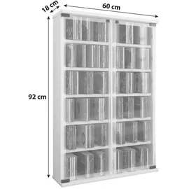 VCM CD-Regal 60 x 18 x 92 cm Weiß