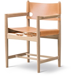Fredericia The Spanish Dining Chair mit Armlehnen, eiche geseift / leder natur