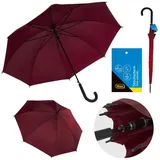 IDENA 50110 - Stockschirm in Bordeaux mit Durchmesser 100 cm, Regenschirm mit automatischer Öffnung und Soft-Touch Griff, Länge ca. 88 cm