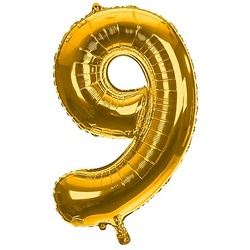 Folienballon "9", gold, 86 cm