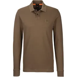Poloshirt BOSS ORANGE "Passerby", Herren, Gr. XL, grün (368_open_grün), Jersey, Obermaterial: 95% Baumwolle, 5% Elasthan, unifarben, casual, körpernah hüftbedeckend, hoch geschlossener Ausschnitt, Langarm eingesetzt elastischer Bund, Shirts, mit BOSS-Logobadge