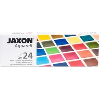 Honsell 89924 - Jaxon Aquarell, feine Künstler-Aquarellfarbe im Metallkasten, 24 halbe Näpfchen, leuchtende, intensive Farben, hochwertige Künstlerpigmente