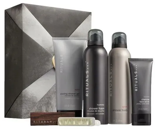 Homme - Large Gift Set 2023 Geschenkset = Shower F. 200 ml + Sport Shower F. 200 ml + Cooling Show. Gel 200 ml + Face Scrub 70 ml + Perfume 2x3 g