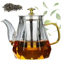 Teekanne Glas, 1L Teekanne mit Siebeinsatz, Borosilikatglas Teeservice Überhitzungsschutz, Tee-Ei für lose Blätter Teekanne, Glasteekanne zur Zubereitung von Tee, Blumentee, Kräutertee und Teebeuteln