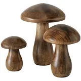 Boltze Dekoaufsteller Terjol 3 tlg Holzpilz natur Holz