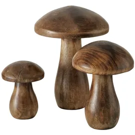 Boltze Dekoaufsteller Terjol 3 tlg Holzpilz natur Holz