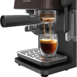 Grundig KSM 8530 schwarz/braun Siebträgermaschine mit Milchaufschäumer