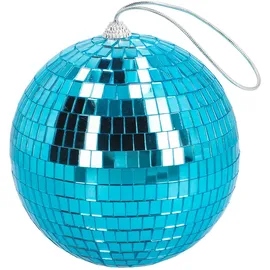 Boland - Glänzende Discokugel, Durchmesser ca. 15 cm, Disco Fever, Hängedeko, Dekoration für Party oder Silvester, Hellblau