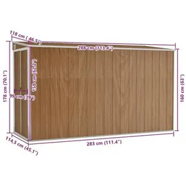 vidaXL Geräteschrank 1,18 x 2,88 m Braun