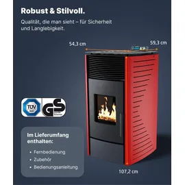 Nemaxx P12 Pelletofen Stahl Rot