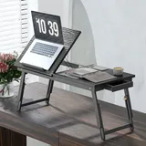 Klappbarer Und Verstellbarer Betttisch, Laptop-betttablett Aus Bambus Mit Neigbarer Ablage, 83,5 X 33 X 34 Cm, Schwarz