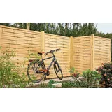 Lamellenzaun 120 x 180 cm - Holz Sichtschutz, druckimprägnierter Holzzaun, Zaunelemente mit dekorativer Flechtoptik - Ideal für Garten & Terrasse