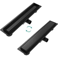 EMKE Duschrinne Duschrinne Edelstahl Bodenablauf Komplettset Siphon, mit Geruchsstop, Haarsieb 500cm, Schwarz (500 mm)