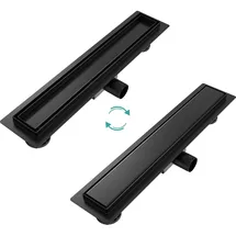 EMKE Duschrinne Duschrinne Edelstahl Bodenablauf Komplettset Siphon, mit Geruchsstop, Haarsieb 500cm, Schwarz (500 mm)