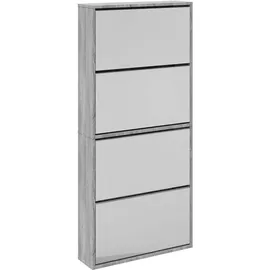 vidaXL Schuhschrank mit Spiegel 63 x 134 x 17 cm grau / grau
