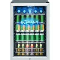 Bomann KSG 7285 Glastür-Kühlschrank, 54cm breit, 115L,  Kindersicherung, stufenlose Temperaturregelung, schwarz/silber