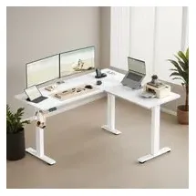 VASAGLE Eckschreibtisch 160 cm Weiß