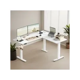 VASAGLE Eckschreibtisch 160 cm Weiß