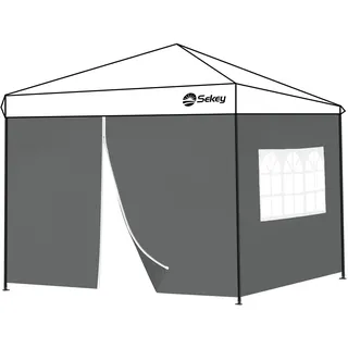 Sekey 2PCS Seitenwände für Pavillon 3x3 Wasserdicht Winterfest, Seitenwände für Pavillon Partyzelt Gartenzelt 3x3m, 1 Fenster 1 Tür, Grau (Grau, 1 Fenster 1 Tür)