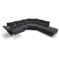 Sofanella 2-Sitzer Stoff Cuneo, Relaxsofa, Designsofa, Designer Couch, Italienisches Sofa, 2er Sofa schwarz