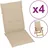vidaXL Hochlehner Auflage 120 x 50 x 3 cm beige 4 St.