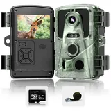 Fine Life Pro Wildkamera 16MP 1080P IP66 wasserdichte Infrarot (Wildkamera mit Bewegungsmelder und Nachtsicht) grau