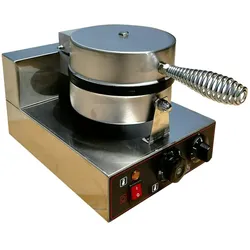Gofrera redonda profesional de acero inoxidable para hosteleria. Maquina de gofres redondos de 18 cm de diametro para heladeria y restaurante.