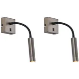 Qazqa LED Leselampe Gosna, ohne Leuchtmittel, Warmweiß, QAZQA Lese­leuchte, g9, gunmetal, Stahl, Modern