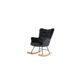 byLIVING Schaukelstuhl Richie Samt 72 x 92 x 92 cm Schwarz gepolstert
