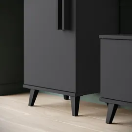 INOSIGN Wohnwand INOSIGN "Helsinki, Modernes Set mit verglaster Vitrine", schwarz (graphite schwarz matt), B:260cm H:159,5cm T:33cm, Holzwerkstoff, Kastenmöbel-Sets, Wohnwand, mit lamellengriffen, verstellbaren Einlegeböden und Kunststofffüßen