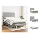 vidaXL Boxspringbett mit Matratze Hellgrau 140x200 cm Stoff