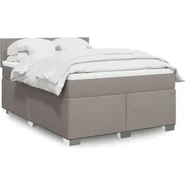 vidaXL Boxspringbett mit Matratze Taupe 140x200 cm Stoff