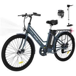 HITWAY E-Bike, Heckmotor, Elektro Trekkingrad 26" cityrad max 70km Elektrofahrrad Damen/Herren blau
