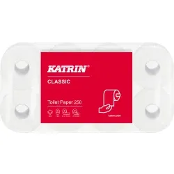 KATRIN Toilettenpapierrolle 250 Blatt 104773 , 1 Packung = 8 Rollen à 250 Blatt