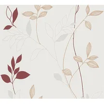 A.S. Création Casual Living Vliestapete Blätter (Creme/Rot/Beige, Floral, 10,05 x 0,53 m)