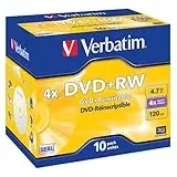 Verbatim DVD+RW 4X 4,7GB Scratch Resistant Surface Jewel Case 10er Pack DVD-Rohlinge