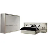 Xlmoebel Komplettschlafzimmer 4-teiliges Schlafzimmer-Set in Weiß und Gold, bestehend aus Bett, (4-tlg., Bett / 2x Nachttishe / Kleiderschrank), Hergestellt in Europa weiß