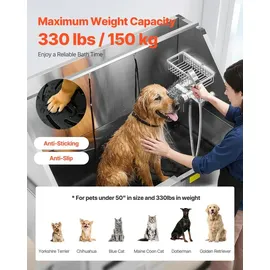 Vevor Elektrische Hundewaschstation mit Hebefunktion 127 cm Silber/Weiß