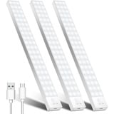 Schrankbeleuchtung LED mit Bewegungsmelder 32cm 3Stück Schranklicht Schrankleuchte Led Leiste Batterie USB Wiederaufladbar Unterbauleuchte Küche Schrankleuchten für Kleiderschrank,Treppe,Kofferraum,RV