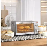 HOMCOM Minibackofen 9 L, 750W, mit Backblech, Grillrost, Temperaturbereich bis 230°C, Timerfunktion, zum Grillen, Backen, Toasten, Edelstahl, Silber silberfarben