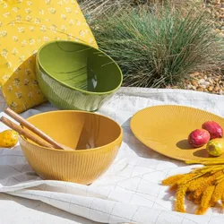 Salatschüssel Bohem Vert 28.5 cm - Rund Steingut Table Passion